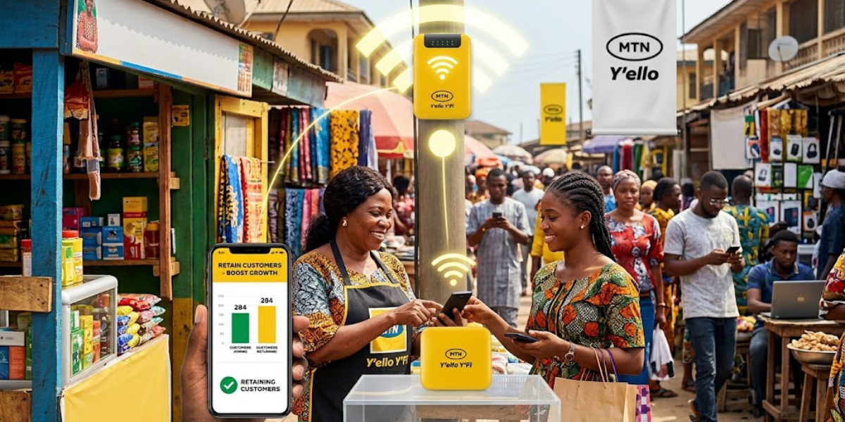 MTN Nigeria launches Y'ello Y'Fi, a new smart internet and analytics tool designed to help small businesses track customer visits and boost sales.